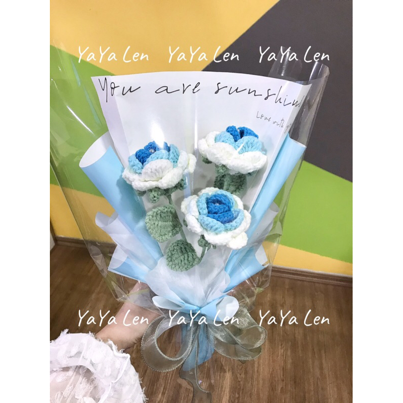 Bó hoa hồng handmade nhiều loại bằng len cao cấp, hoa giả trang trí, dùng làm quà tặng vô cùng ý nghĩa - L04