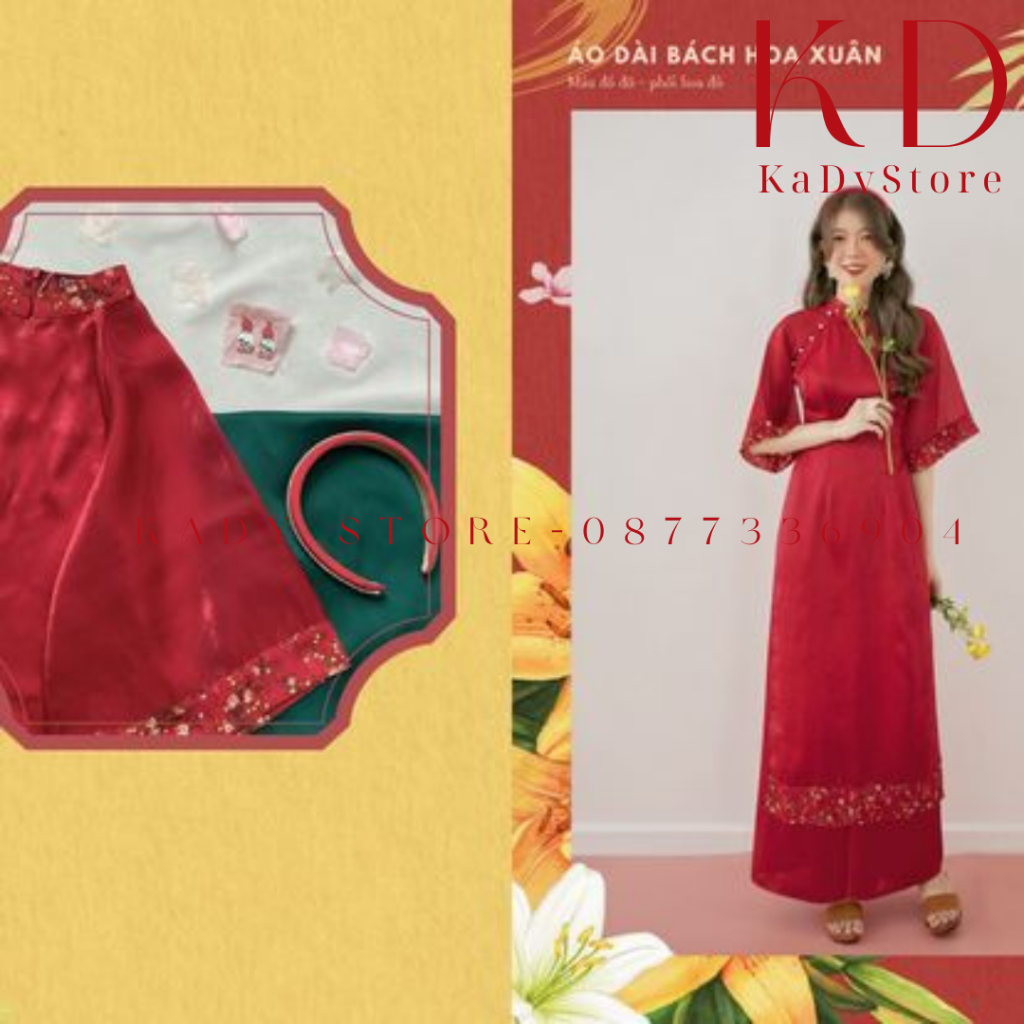 Áo Dài Cách Tân Bách Hoa Xuân 🔥 MÃ ÁO DÀI BÁN CHẠY NHẤT 2023 🔥 Áo Dài 2 Tà Cổ 2,5CM Tròn Tay Loe Chất Liệu Lụa Siêu Đẹp