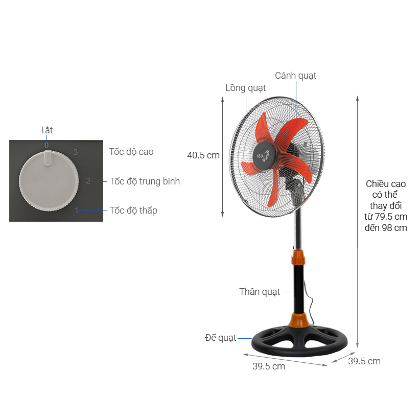 Quạt lửng thanh sắt Asia Vina VY538890 55W 5 cánh - Bảo hành chính hãng 24 tháng