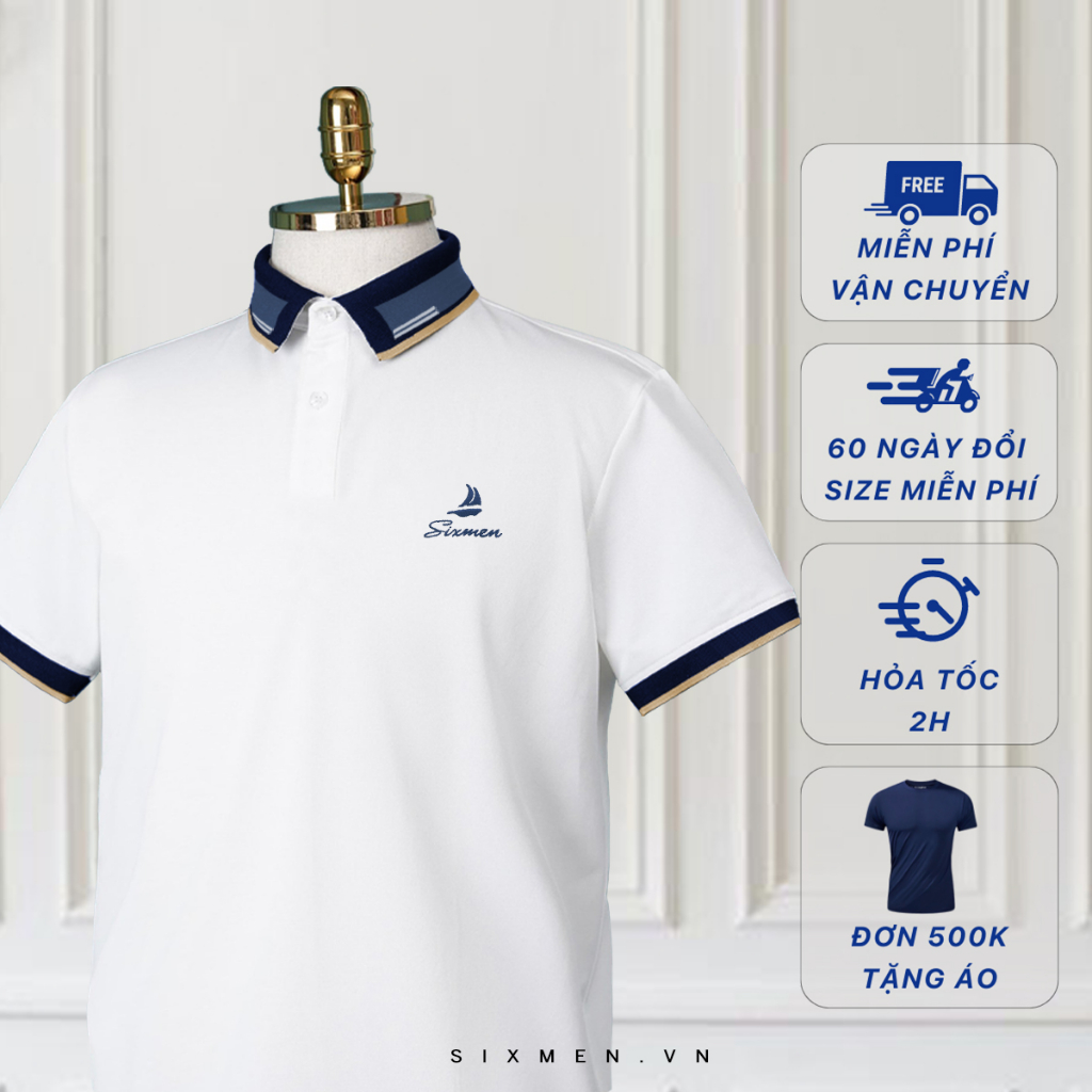 Áo Polo nam thêu cao cấp FAVOR  SIXMEN vải cá sấu cotton CVC thoáng mát, nam tính, thanh lịch