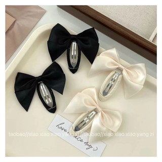 💓kẹp tóc hình nơ satin màu trơn đơn giản