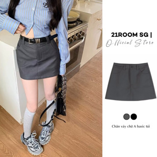 V12 [Loại1] Chân Váy Chữ A Có Lót Trong Basic Phong Cách Hàn Quốc 2 Màu Xám, Đen Lưng Cao Dễ (kèm nịch) 21ROOM