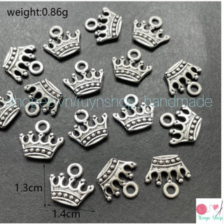 10 charm trang trí hình vương miện xi bạc