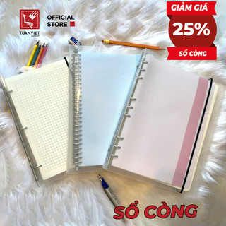 Sổ còng sắt a4 - b5 - a5 caro binder file nhựa 90 tờ tuanvietbooks