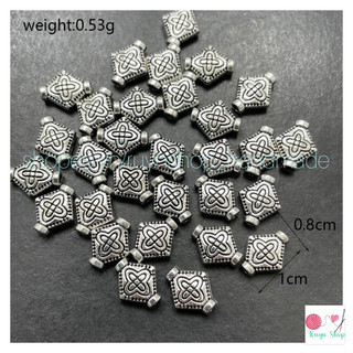 10 charm xỏ hình thoi hoạ tiết xi bạc