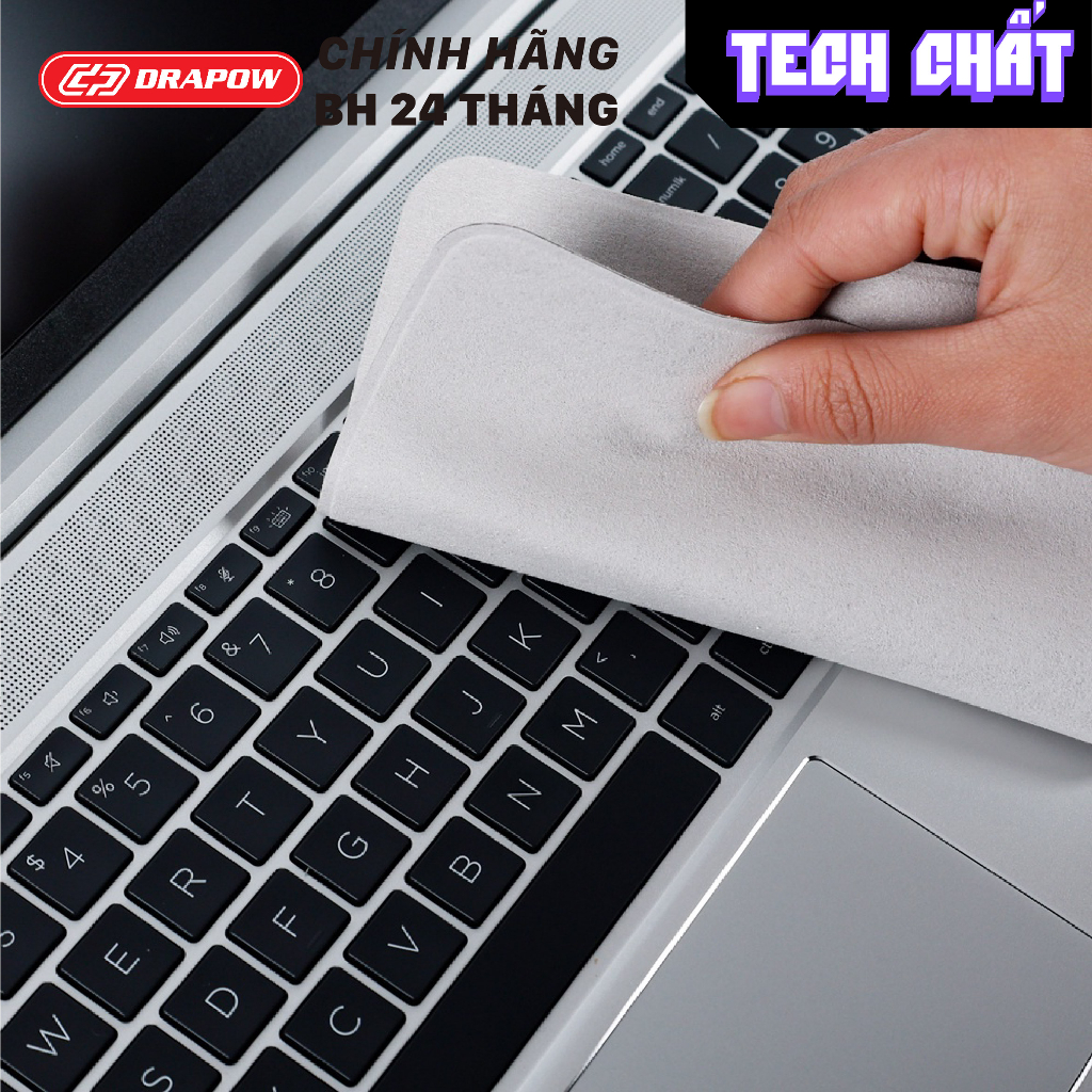 Khăn lau thiết bị chuyên nghiệp 2 mặt Microfiber chính hãng Drapow Tech Chất