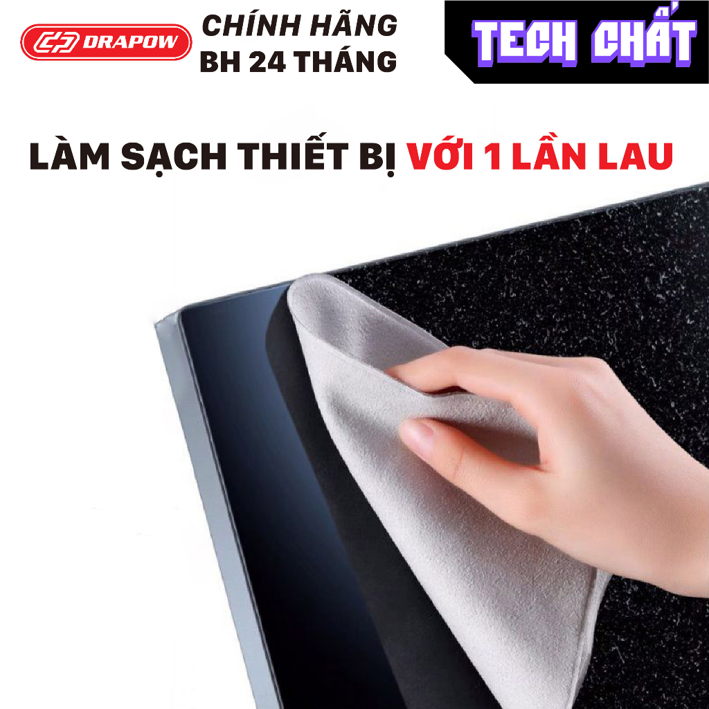 Khăn lau thiết bị chuyên nghiệp 2 mặt Microfiber chính hãng Drapow Tech Chất