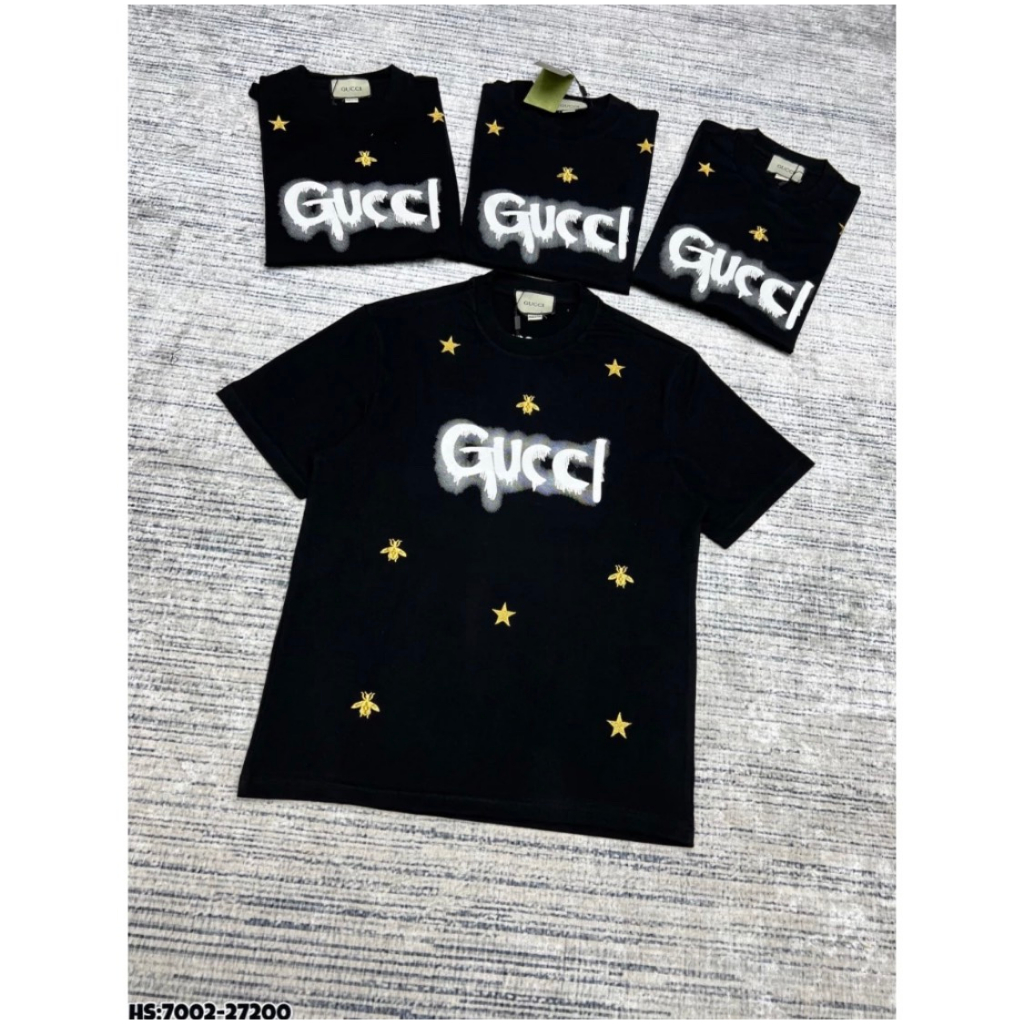 Áo Phông Gucci Thêu Logo Ong Cao Cấp Chất Liệu Cotton Co Giãn 4 Chiều Phong Cách Boy Phố
