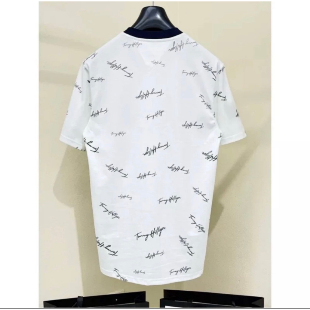 Áo Phông Tommy Chữ Kí Logo Thêu Chất Cotton Co Giãn 4c Cao Cấp Hình In Quanh Áo 5D