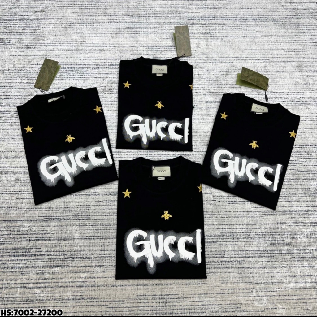 Áo Phông Gucci Thêu Logo Ong Cao Cấp Chất Liệu Cotton Co Giãn 4 Chiều Phong Cách Boy Phố