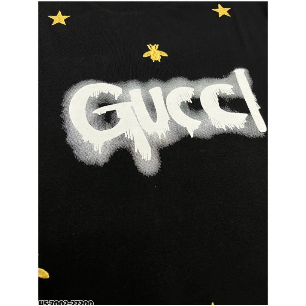 Áo Phông Gucci Thêu Logo Ong Cao Cấp Chất Liệu Cotton Co Giãn 4 Chiều Phong Cách Boy Phố