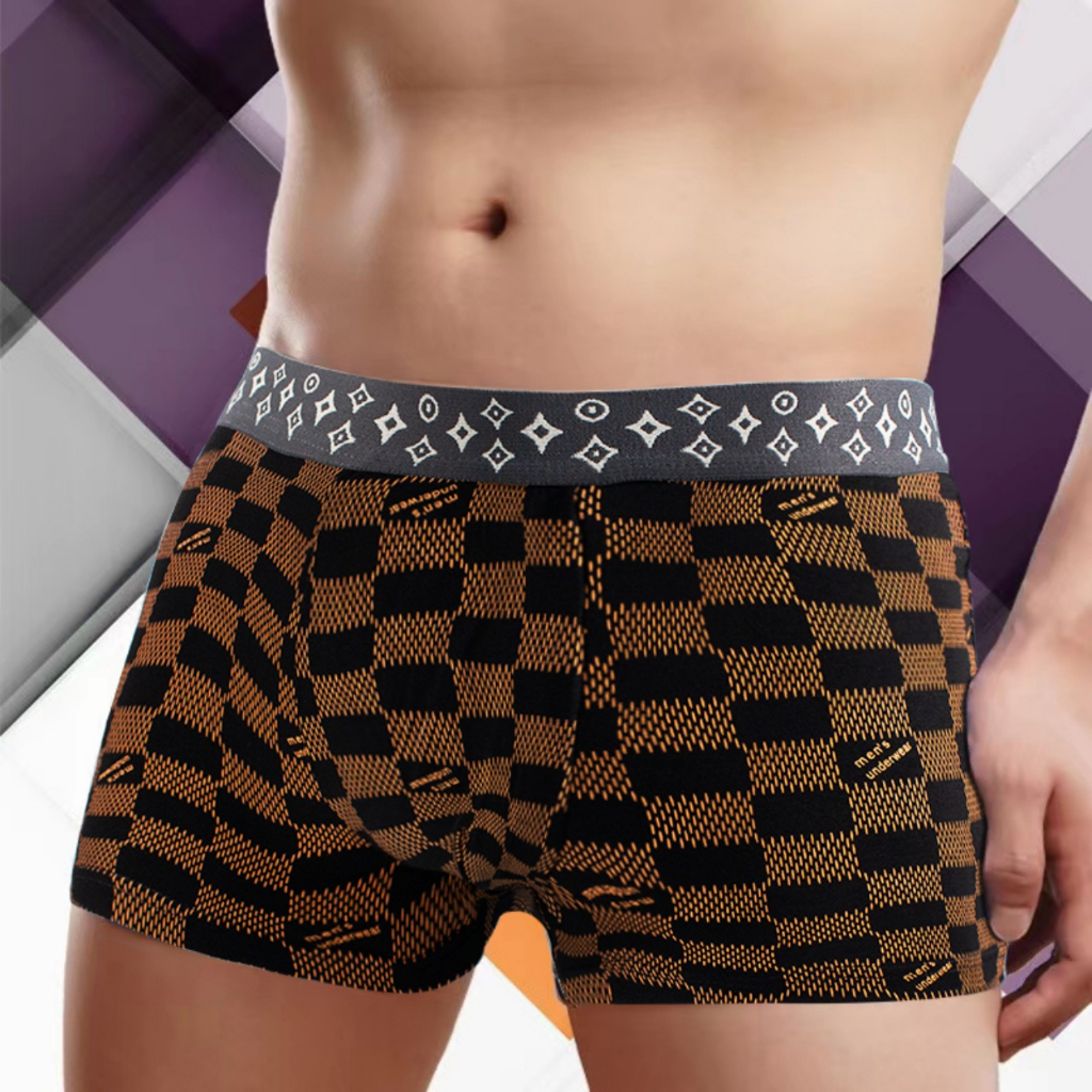 Sịp boxer nam thương hiệu gú.cci. Combo 4 quần sịp nam thun lạnh đóng hộp sang trọng.