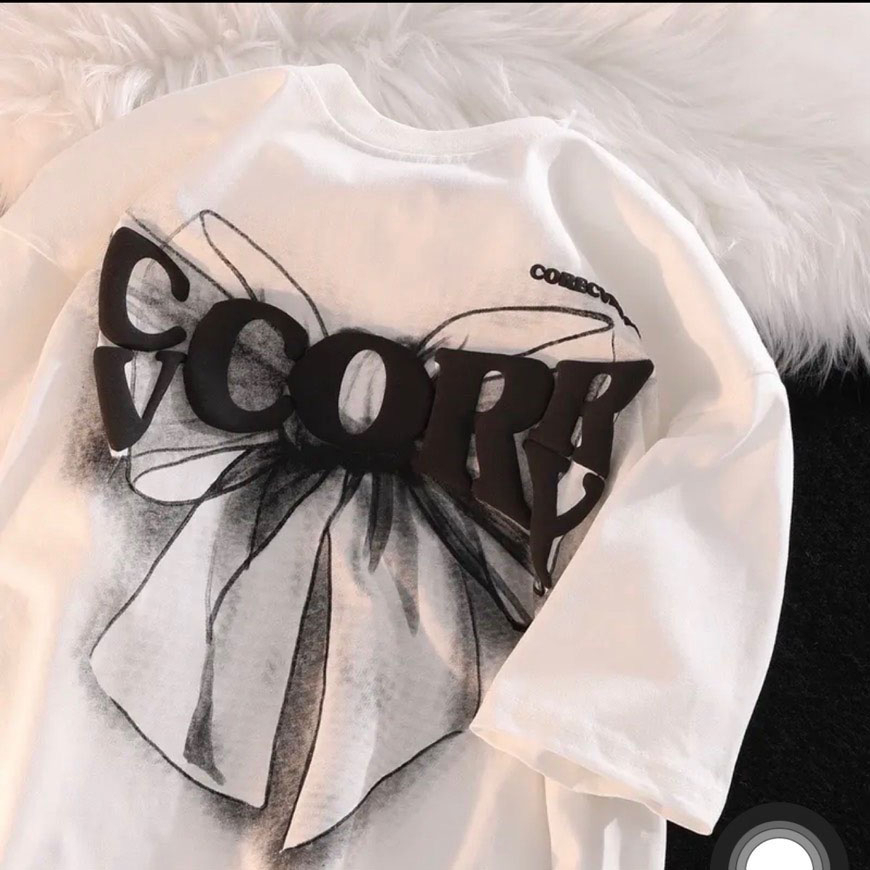 Áo Thun 3158 Cotton Khô IN NỔI Hình NƠ SCORR TAY LỠ 2 MÀU ĐEN TRẮNG