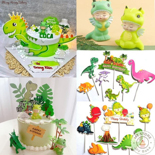 Set cắm bánh kem chủ đề khủng long, set cắm giấy khủng long,khủng long trang trí bánh kem