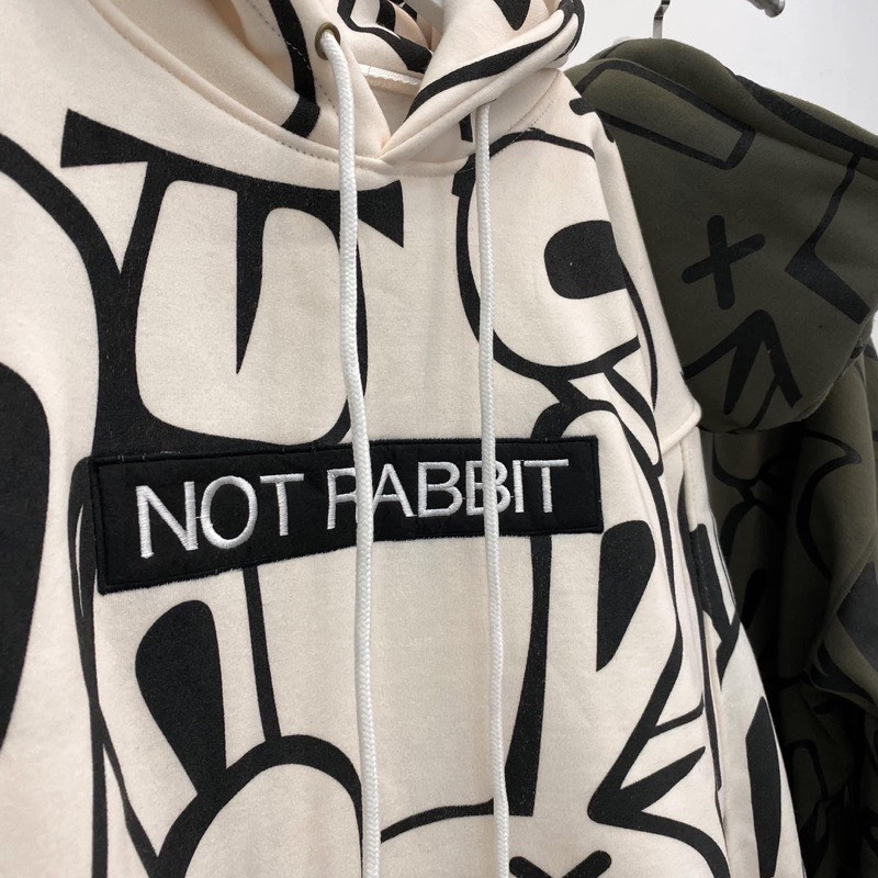 Áo Hoodie NOT RABBIT Form Rộng Mũ Trùm 2 Lớp Chất Vải Nỉ Bông 100% Cao Cấp