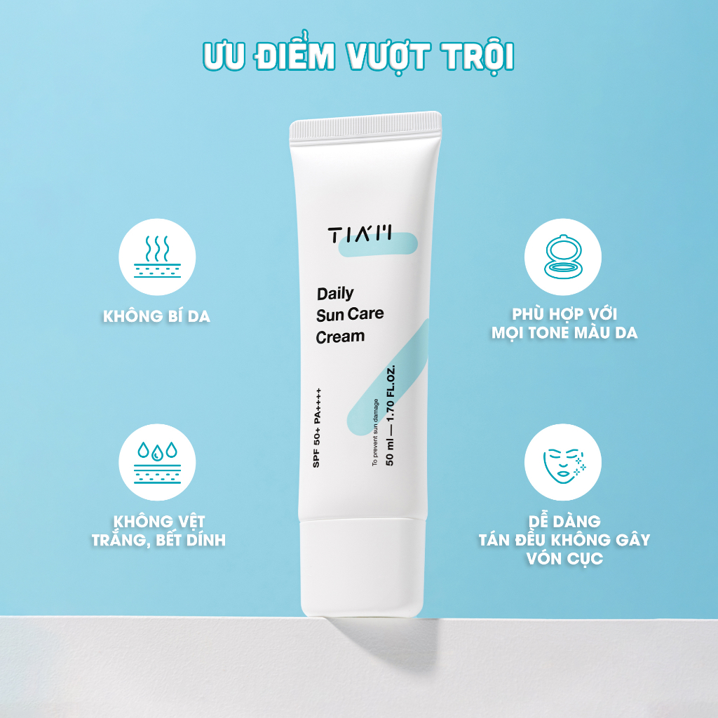 Kem Chống Nắng Chống Tia UV Và Kiểm Soát Dầu Tia'm Invisible Daily Sun Care Cream SPF50+ PA++++ 50ml