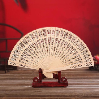 Quạt xếp bằng gỗ tre cầm tay phong cách thời trang vintage