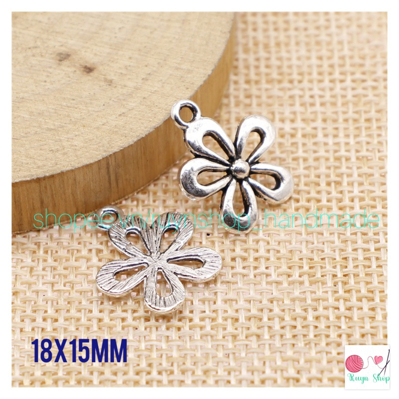 10 mặt charm bông hoa xi bạc