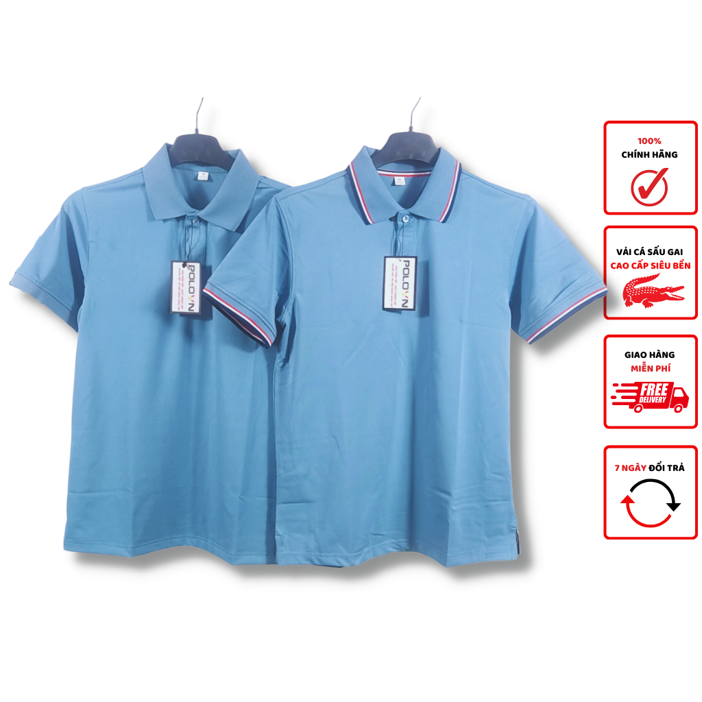 Áo thun polo nam cổ bẻ Basic màu Xám Xanh ,vải cá sấu 4 chiều co giãn - không xù lông, không ra màu , thấm hút mồ hôi