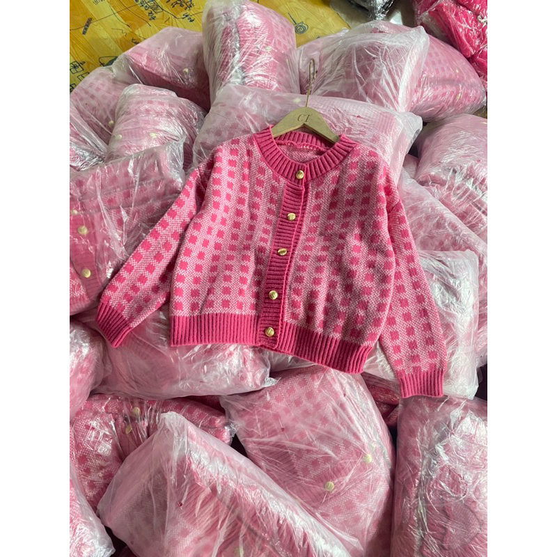 Khoác len kẻ caro Hồng ,khoác len nữ thu đông