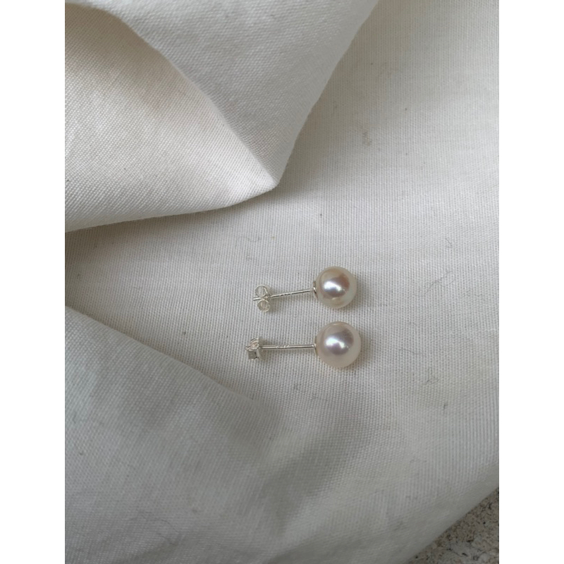 Bông tai Trai Akoya ánh hồng - Trai thật- Nhật Bản