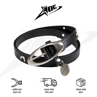 (Có sẵn)  AOE STUDIO - Thắt lưng nam nữ da PU dây nịt Y2K mặt trăng khuyết