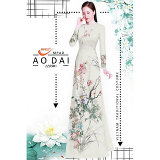 Vải áo dài in hoa mẫu đơn