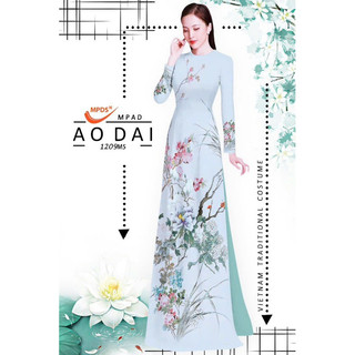 Vải áo dài in hoa mẫu đơn