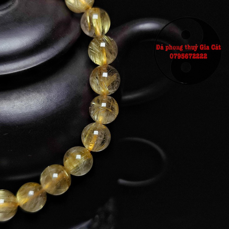 Vòng tay thach anh tóc vàng bã mía đẹp kiểm định 8 li 9 li 10 li