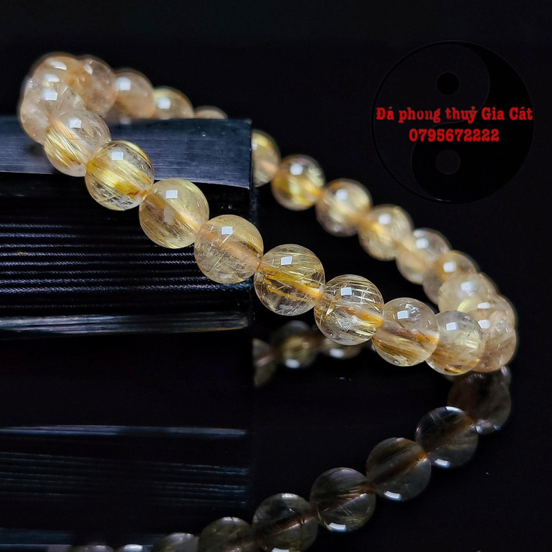 Vòng tay thach anh tóc vàng bã mía đẹp kiểm định 8 li 9 li 10 li