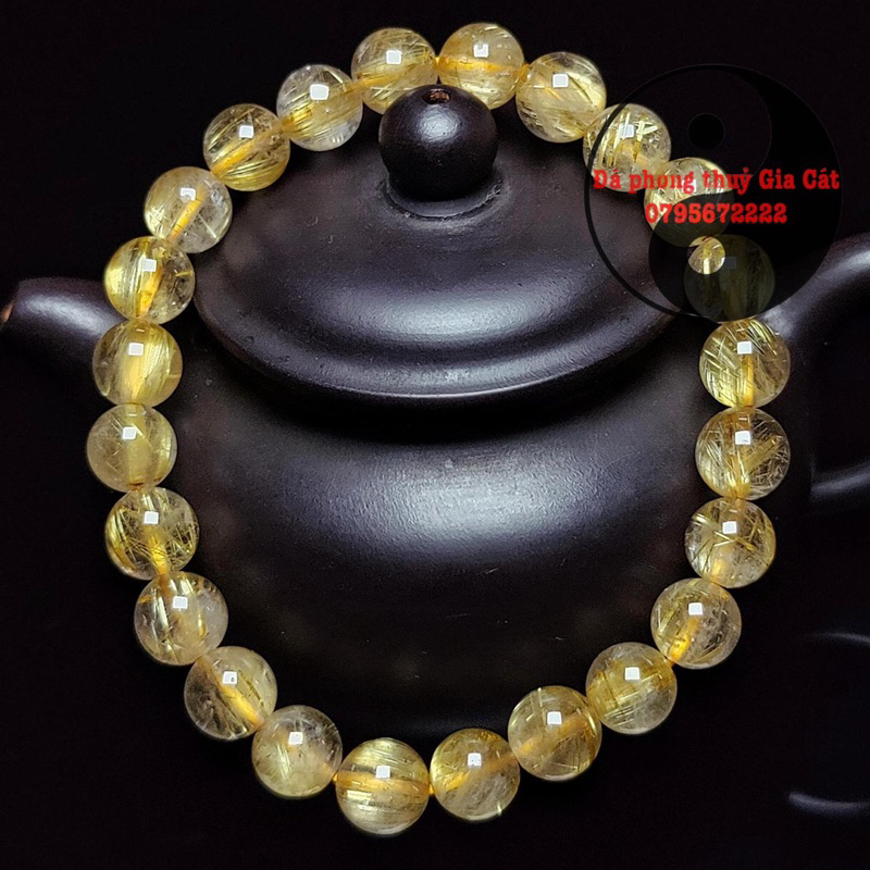 Vòng tay thach anh tóc vàng bã mía đẹp kiểm định 8 li 9 li 10 li