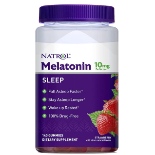 Natrol Gummies Melatonin 10mg vị dâu-Kẹo dẻo ngủ ngon