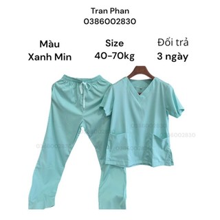 Đồng phục spa nhân viên y tế màu xanh min