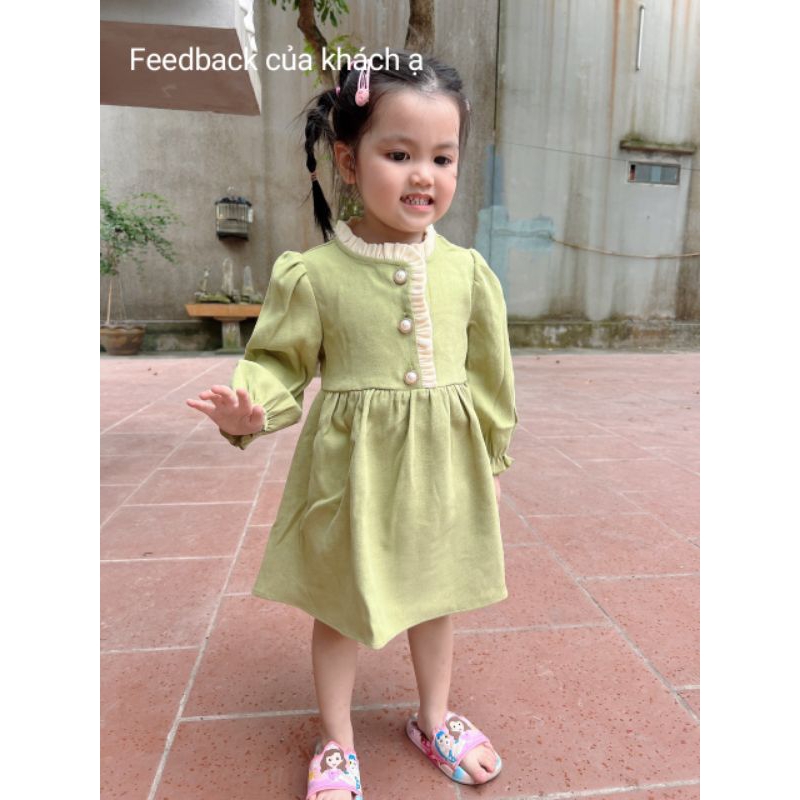 Váy công chúa bé gái dáng babydoll chất liệu nhung chéo cao cấp đủ size bé 8-32kg