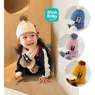 Set mũ len + khăn len minkbaby cho bé 1-4 tuổi
