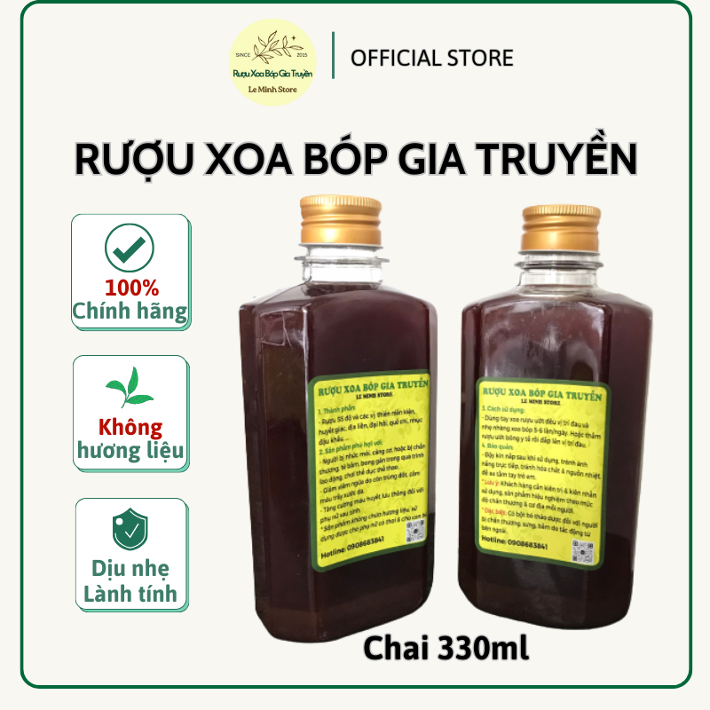 Rượu xoa bóp gia truyền hỗ trợ giảm đau nhức xương khớp chai 330ml