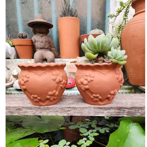 Chậu Đất Nung Trái Tim KT 10cm x 8cm _ Trồng Bonsai - Sen Đá...