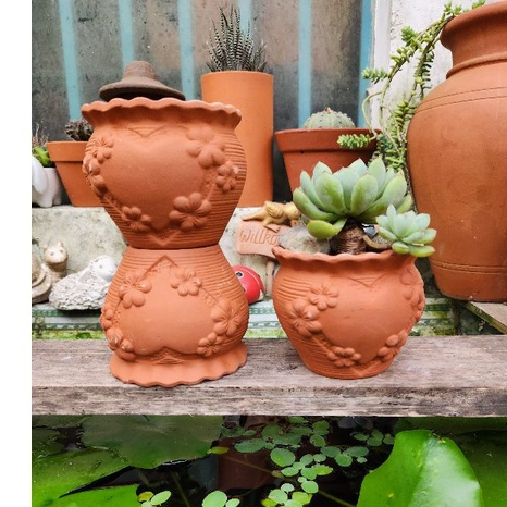 Chậu Đất Nung Trái Tim KT 10cm x 8cm _ Trồng Bonsai - Sen Đá...