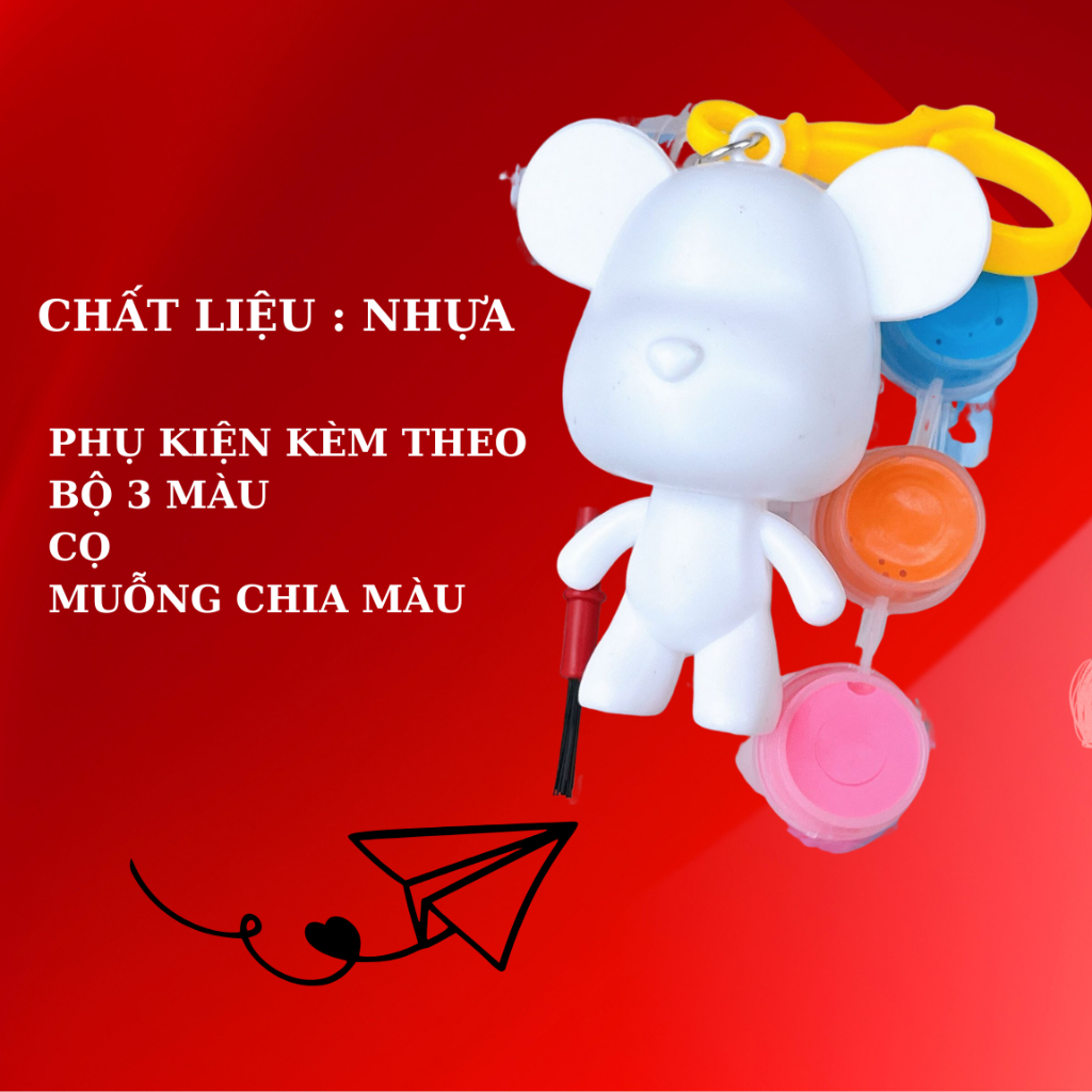 Móc khoá sáng tạo hình gấu , tô màu handmade DIY theo ý thích nhỏ xinh