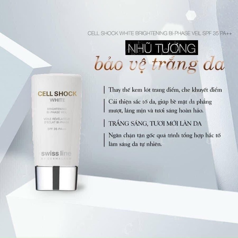 Kem chống nắng Swissline Cell Shock White Invisible Veil SPF 50 PA++
