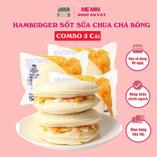 Sẵn combo 5 cái bánh hamburger kẹp chà bông sữa chua