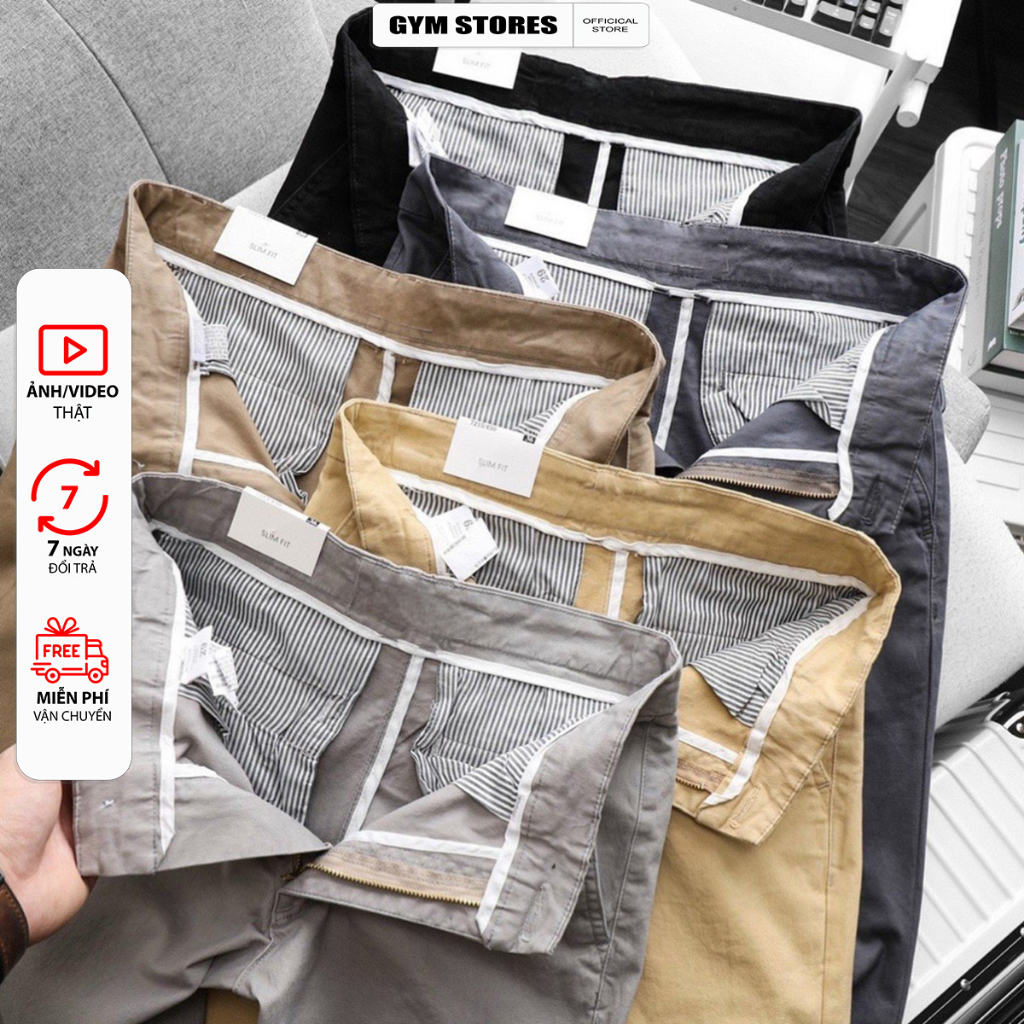 Quần Dài Kaki Nam Form Slim- ống suông Chất Vải Kaki Cotton Co Giãn TRẺ TRUNG năng động DS02