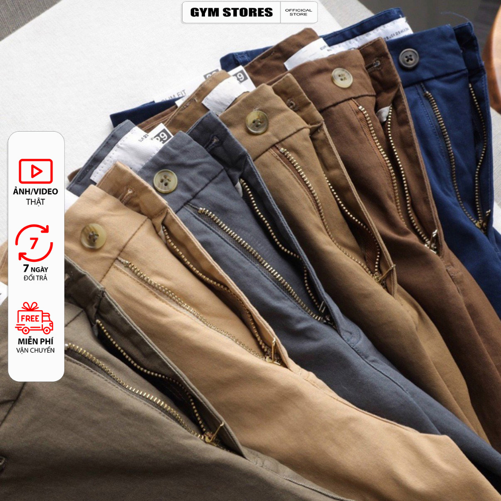 Quần Dài Kaki Nam Form Slim- ống suông Chất Vải Kaki Cotton Co Giãn TRẺ TRUNG năng động DS02