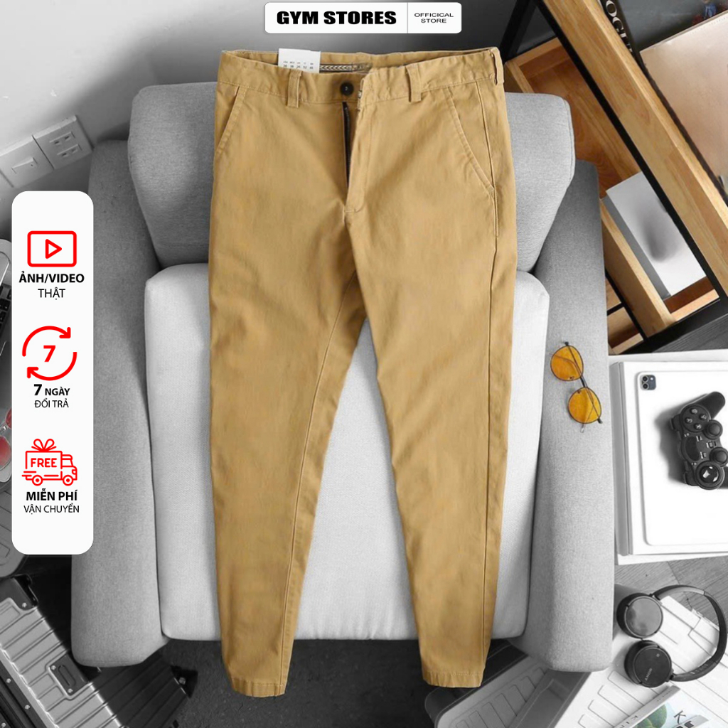 Quần Dài Kaki Nam Form Slim- ống suông Chất Vải Kaki Cotton Co Giãn TRẺ TRUNG năng động DS02