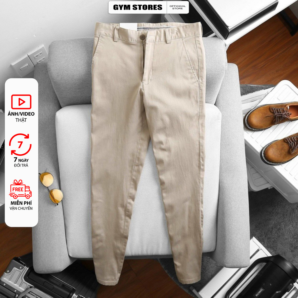 Quần Dài Kaki Nam Form Slim- ống suông Chất Vải Kaki Cotton Co Giãn TRẺ TRUNG năng động DS02
