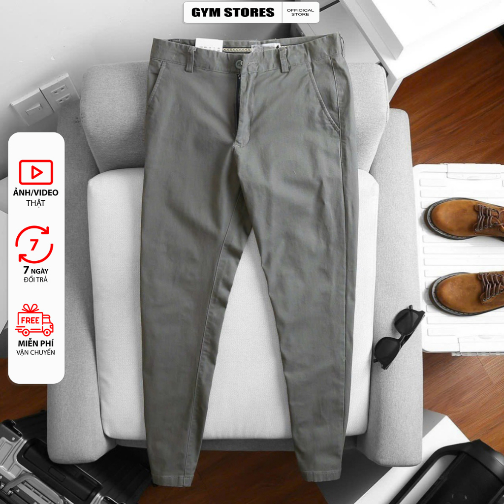 Quần Dài Kaki Nam Form Slim- ống suông Chất Vải Kaki Cotton Co Giãn TRẺ TRUNG năng động DS02