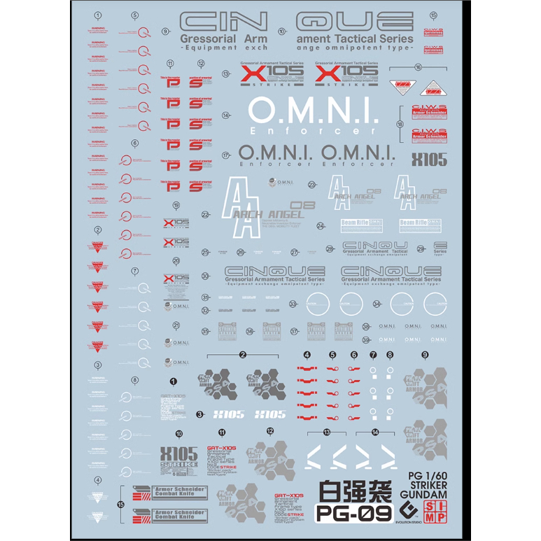 Decal nước huỳnh quang tạo độ sáng Evo cho mô hình PG GAT-X105 Strike Gundam - decal phát sáng tăng độ nổi màu sắc