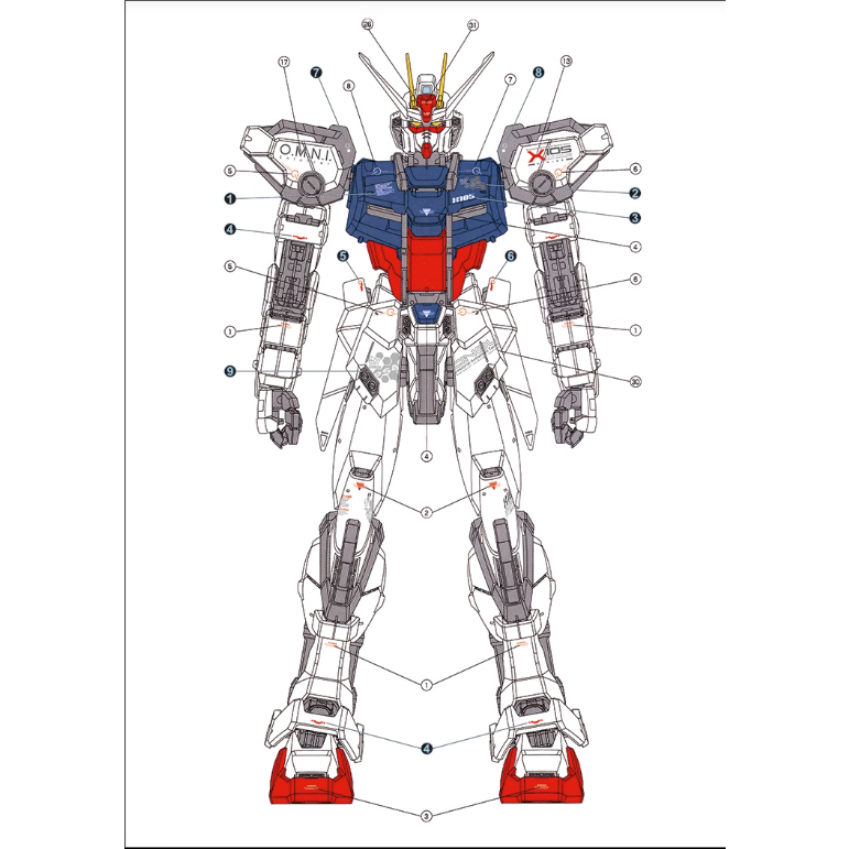 Decal nước huỳnh quang tạo độ sáng Evo cho mô hình PG GAT-X105 Strike Gundam - decal phát sáng tăng độ nổi màu sắc