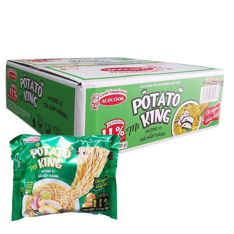 Mỳ khoai tây potato king gói 85g 2 vị lẩu nấm sườn sụn/gà lá é