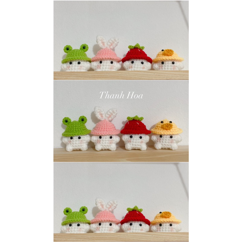 Móc len thú handmade - Combo 4 con nấm cute